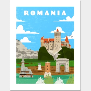 Romania. Retro travel minimalist poster Posters and Art